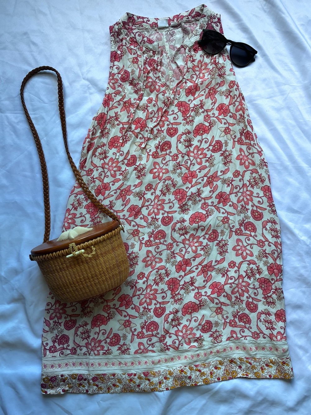 GAP Pink Floral Cotton Tank Top on Cream